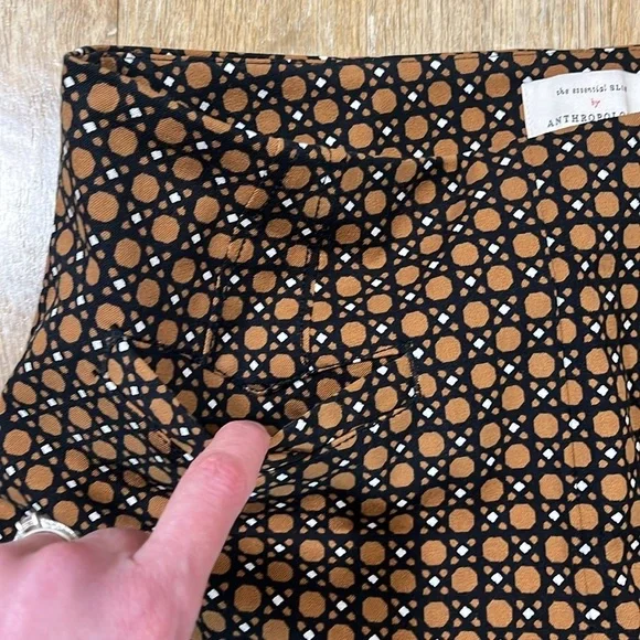 Anthropologie Essential Slim Trouser Pant Brown Motif Women's Size 2 Like New - Picture 5 of 15